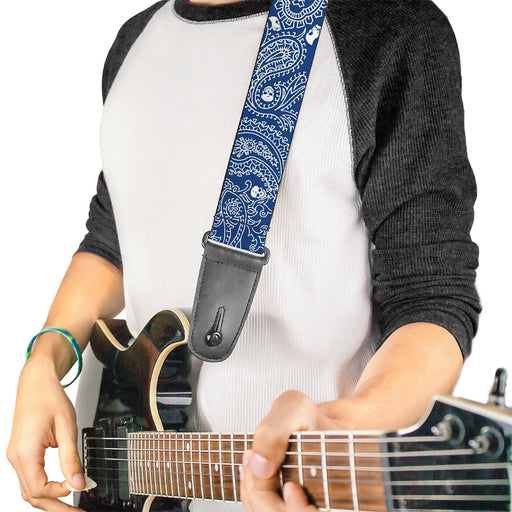 Guitar Strap - Bandana Skulls Royal White Guitar Straps Buckle-Down   