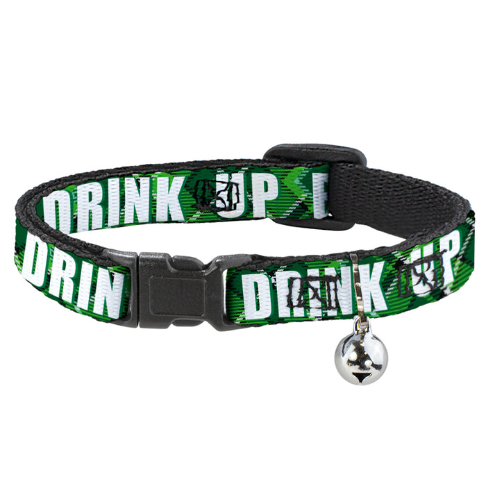 Cat Collar Breakaway - St. Pat's DRINK UP BITCHES Beer Mugs Stacked Shamrocks Greens White Gold Breakaway Cat Collars Buckle-Down   