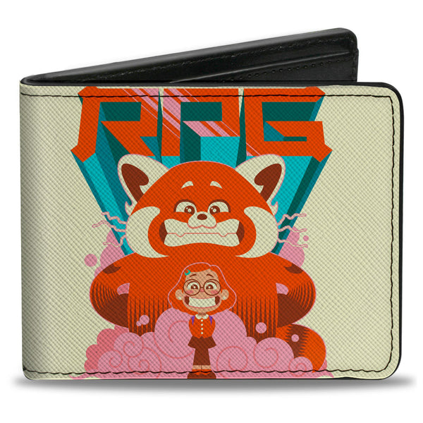 Buckle-Down Wallet Bifold PU Turning Red Red Panda Mei Smiling Face Close  Up Red