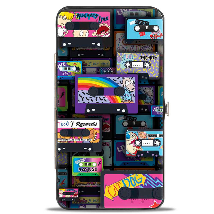 Hinged Wallet - Nick 90's Rewind Mash Up Cassette Tapes Collage Black Hinged Wallets Nickelodeon   