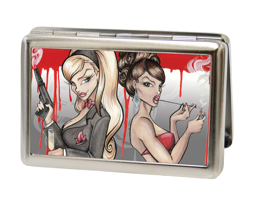 Business Card Holder - LARGE - Bond Girls FCG Metal ID Cases Sexy Ink Girls   