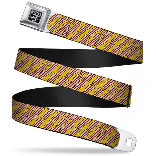 BD Wings Logo CLOSE-UP Full Color Black Silver Seatbelt Belt - Bacon Cartoon Yellow Webbing Seatbelt Belts Buckle-Down   