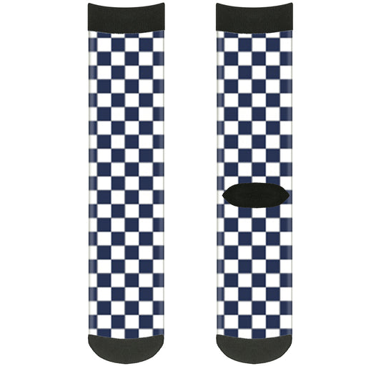 Sock Pair - Polyester - Checker Navy Blue White - CREW Socks Buckle-Down   