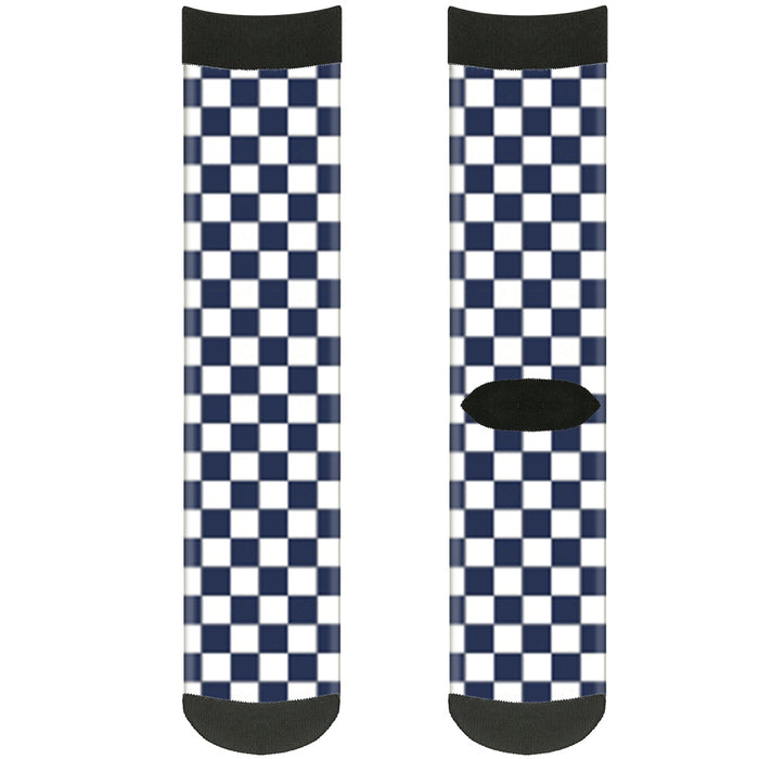 Sock Pair - Polyester - Checker Navy Blue White - CREW Socks Buckle-Down   