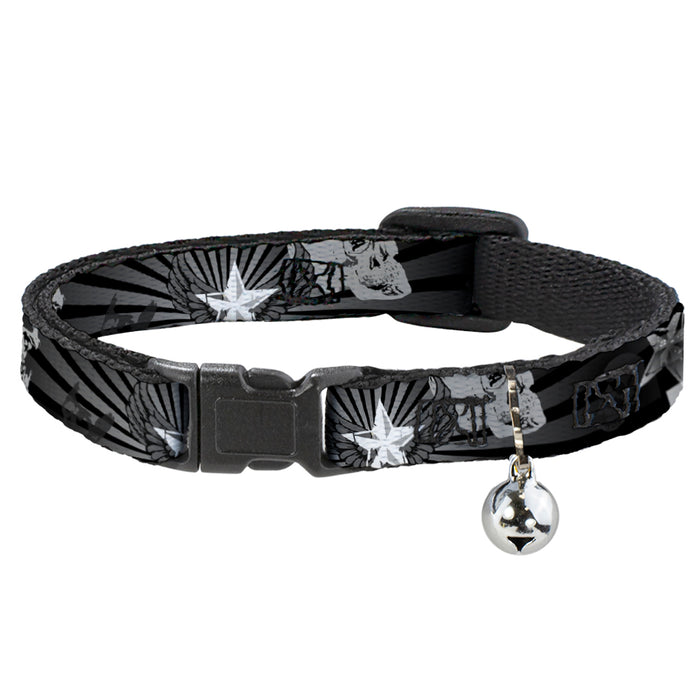 Cat Collar Breakaway - Die Hard Skulls & Stars1 Black Grays Breakaway Cat Collars Buckle-Down   