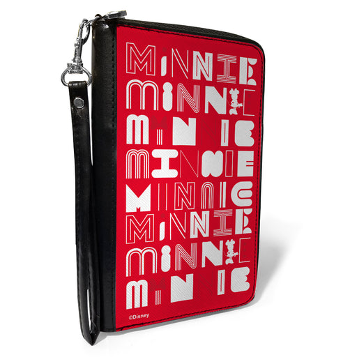 Women's PU Zip Around Wallet Rectangle - Minnie Mouse MINNIE Typography Red White Clutch Zip Around Wallets Disney   