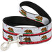 Dog Leash - CALIFORNIA Bear/Star/Crackle Stripe White/Gray/Red Dog Leashes Buckle-Down   