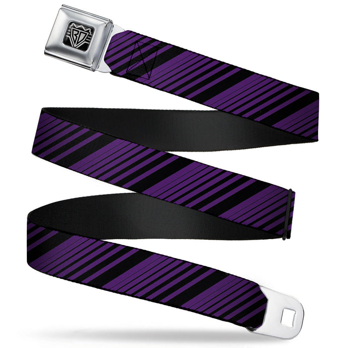 BD Wings Logo CLOSE-UP Full Color Black Silver Seatbelt Belt - Diagonal Stripes Purples Webbing Seatbelt Belts Buckle-Down   