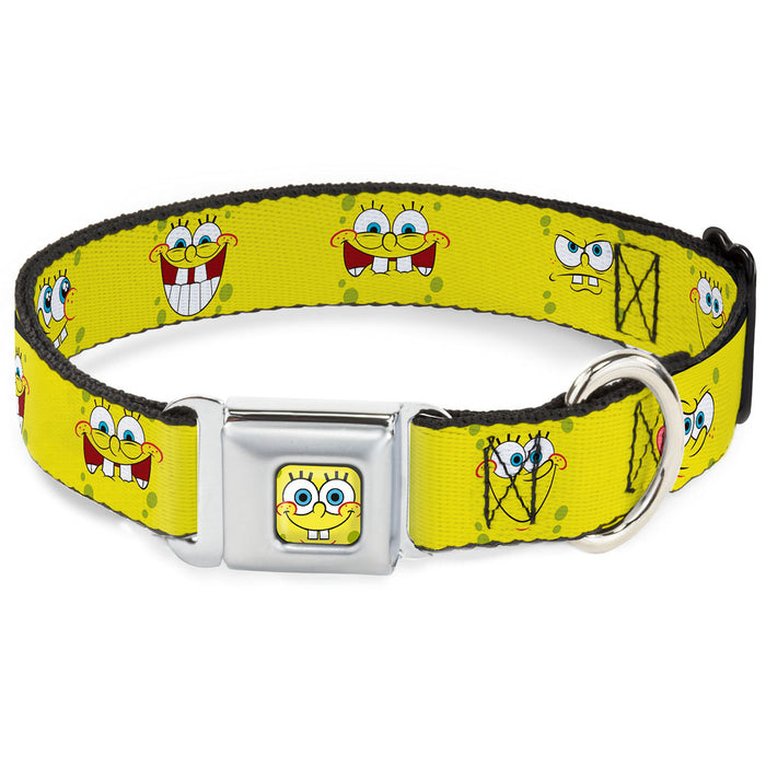 SpongeBob Face CLOSE-UP Full Color Seatbelt Buckle Collar - SpongeBob Expressions Yellow Seatbelt Buckle Collars Nickelodeon   
