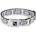 Dog Bone Seatbelt Buckle Collar - BD Skulls w/Wings White/Black Seatbelt Buckle Collars Buckle-Down   