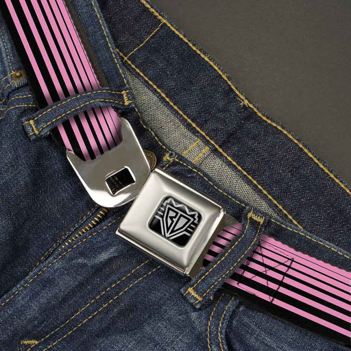 BD Wings Logo CLOSE-UP Full Color Black Silver Seatbelt Belt - Stripe Transition Black/Pink Webbing Seatbelt Belts Buckle-Down   