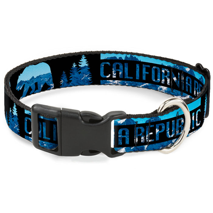 Plastic Clip Collar - CALIFORNIA REPUBLIC/Bear/Stars Silhouette Black/Scenic Mountains Plastic Clip Collars Buckle-Down   