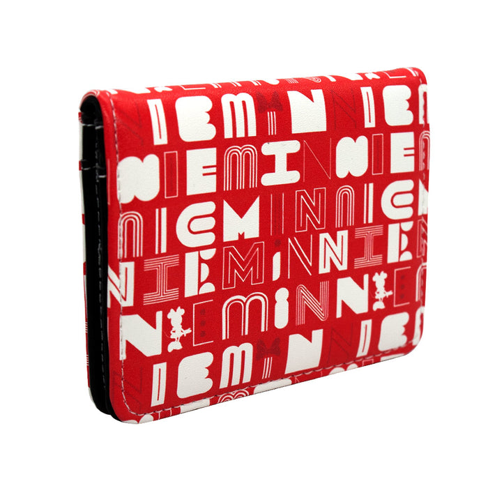 Women's Wallet ID Fold Over - Minnie Mouse MINNIE Typography Red White Mini ID Wallets Disney   