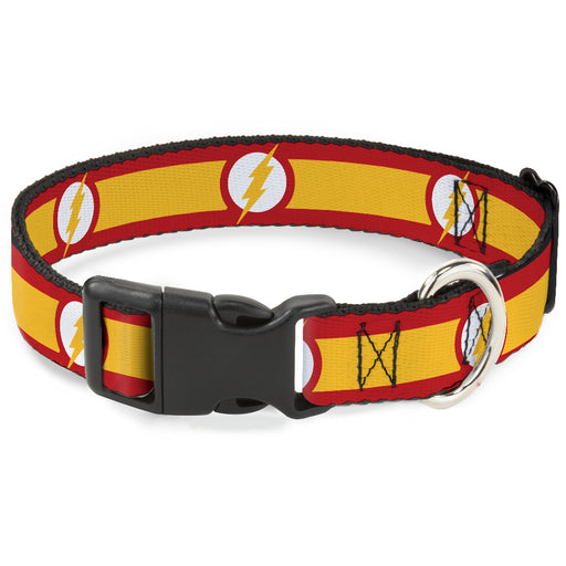 Plastic Clip Collar - The Flash Logo7/Stripe Red/White/Yellow Plastic Clip Collars DC Comics   