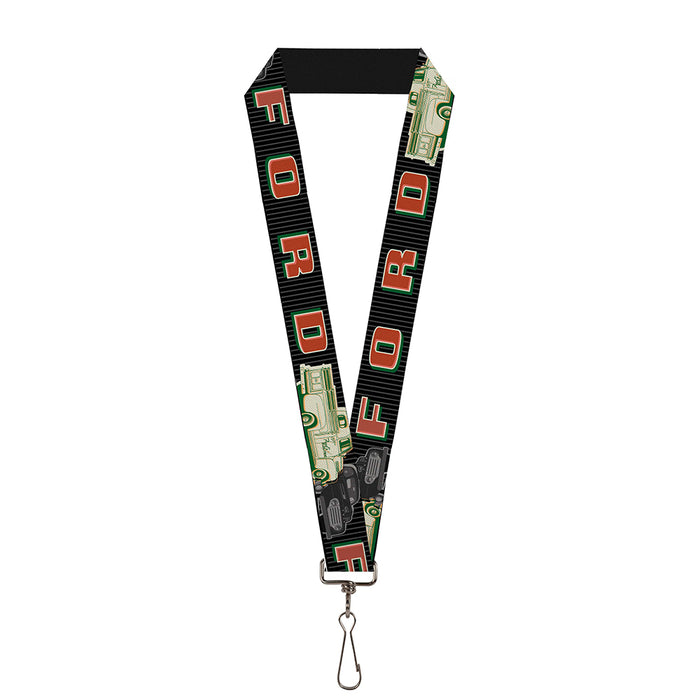 Lanyard - 1.0" - FORD Classic Ford Trucks Vertical Stripe Black Grays Green Red Lanyards Ford   