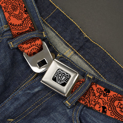 BD Wings Logo CLOSE-UP Full Color Black Silver Seatbelt Belt - Bandana/Skulls Orange/Black Webbing Seatbelt Belts Buckle-Down   