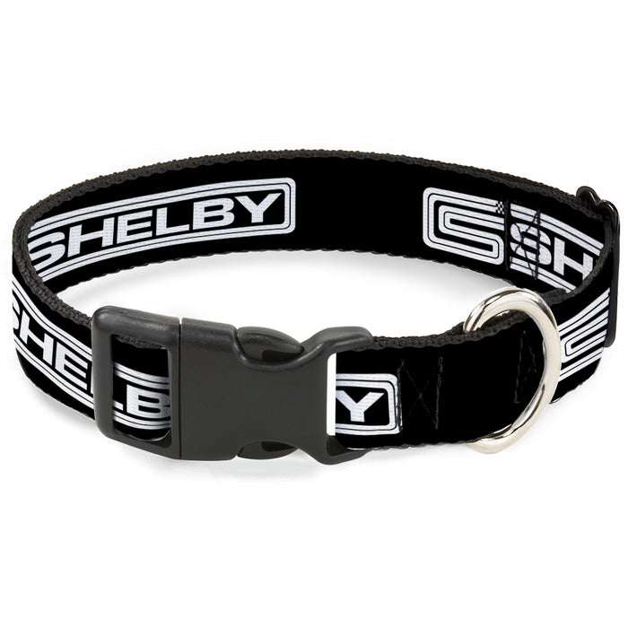 Plastic Clip Collar - Carroll Shelby CS SHELBY Racing Logo Block Black/White Plastic Clip Collars Carroll Shelby   