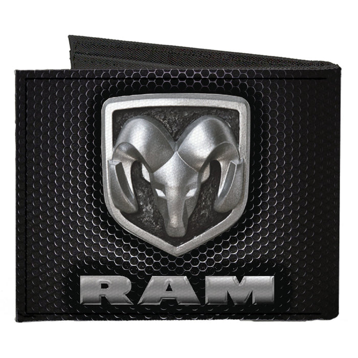Canvas Bi-Fold Wallet - RAM Shield Logo Text Honeycomb Black Grays Canvas Bi-Fold Wallets Ram   
