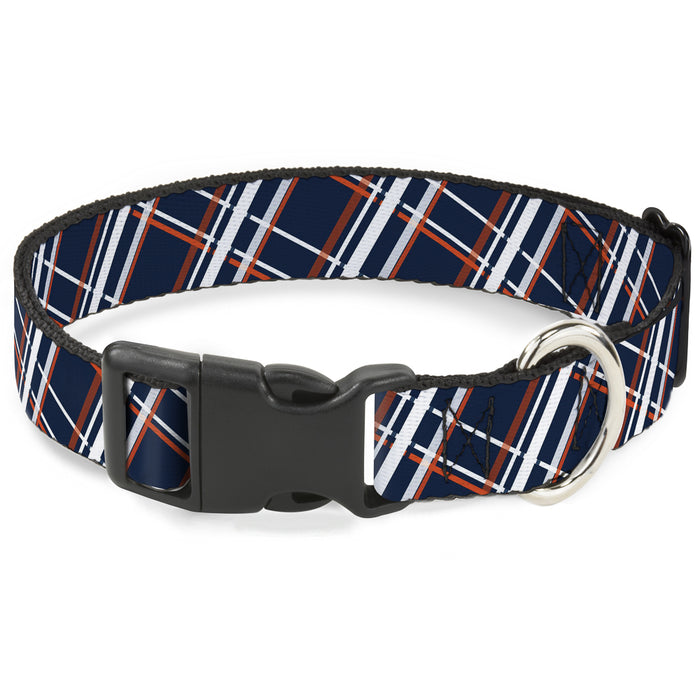 Plastic Clip Collar - Plaid X2 Navy/White/Orange Plastic Clip Collars Buckle-Down   