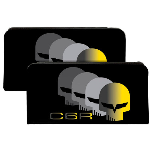 Canvas Snap Wallet - C6 Racing w Skull Repeat Black Yellow Silver Canvas Snap Wallets GM General Motors   
