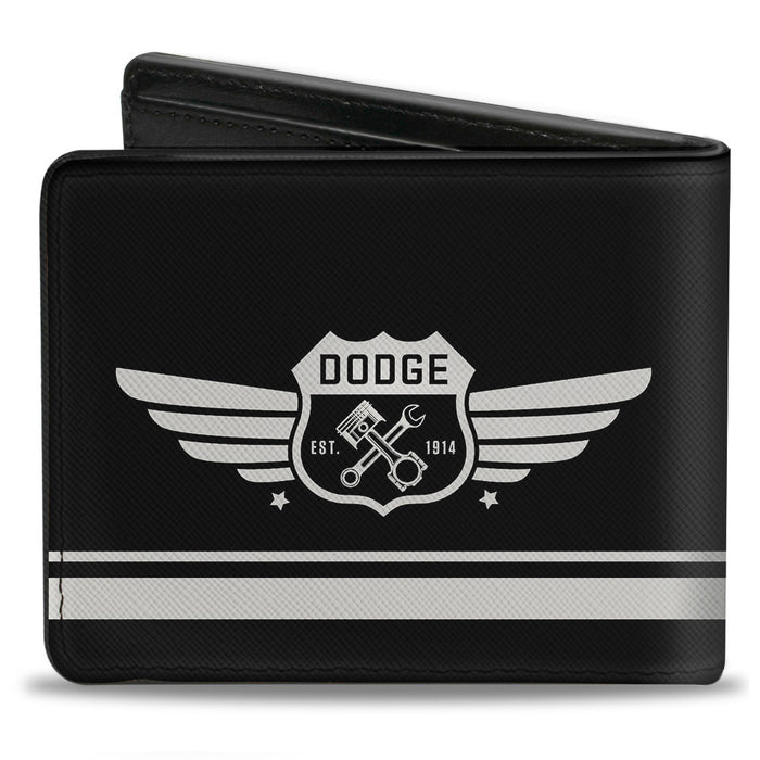 Bi-Fold Wallet - DODGE GARAGE Emblem Stripe Black Light Gray Bi-Fold Wallets Dodge   