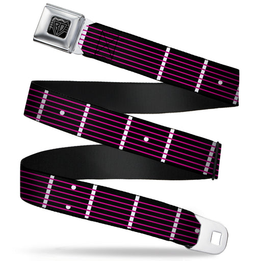 BD Wings Logo CLOSE-UP Full Color Black Silver Seatbelt Belt - Guitar Neck Black/White/Pink Webbing Seatbelt Belts Buckle-Down   