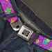 BD Wings Logo CLOSE-UP Full Color Black Silver Seatbelt Belt - Flying Owls w/Leaves Purple/Multi Color Webbing Seatbelt Belts Buckle-Down   
