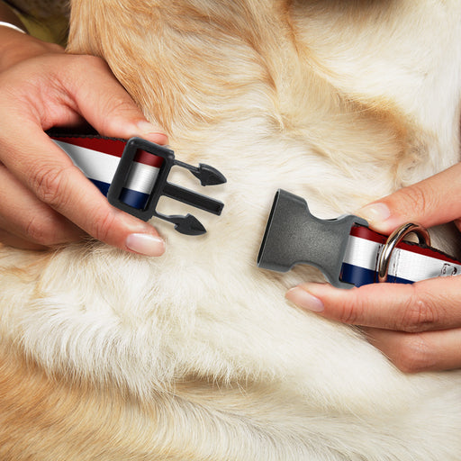 Plastic Clip Collar - Stripes Red/White/Blue Plastic Clip Collars Buckle-Down   