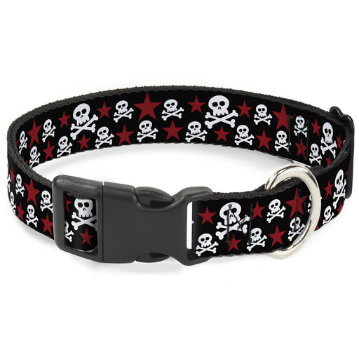 Plastic Clip Collar - Skulls & Stars Black/White/Red Plastic Clip Collars Buckle-Down   