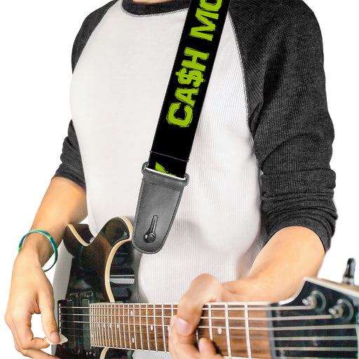 Guitar Strap - CA$H MONEY Black Green Guitar Straps Buckle-Down   