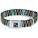 Dog Bone Seatbelt Buckle Collar - Zig Zag Doodle Cream/Black/Blues Seatbelt Buckle Collars Buckle-Down   