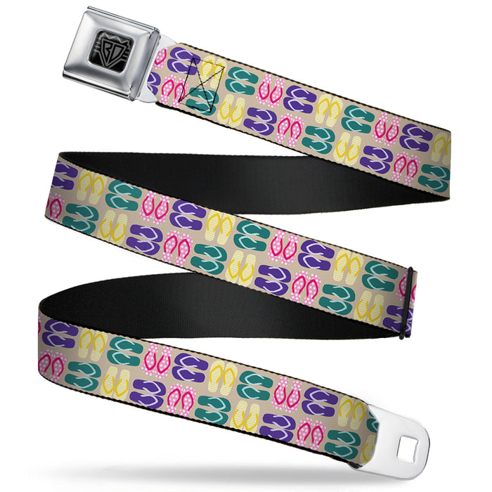 BD Wings Logo CLOSE-UP Full Color Black Silver Seatbelt Belt - Flip Flops6 Sand/Multi Color Webbing Seatbelt Belts Buckle-Down   