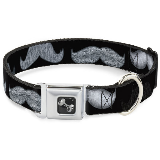 Dog Bone Seatbelt Buckle Collar - Mustache Sketch Black/White Seatbelt Buckle Collars Buckle-Down   