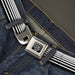 BD Wings Logo CLOSE-UP Full Color Black Silver Seatbelt Belt - Stripe Transition Black/White Webbing Seatbelt Belts Buckle-Down   