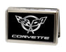 Business Card Holder - LARGE - Corvette FCG Black Silver Metal ID Cases GM General Motors   