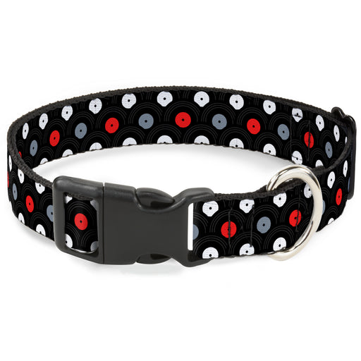 Plastic Clip Collar - Vinyl Records Stacked Black/Gray/Red/White Plastic Clip Collars Buckle-Down   