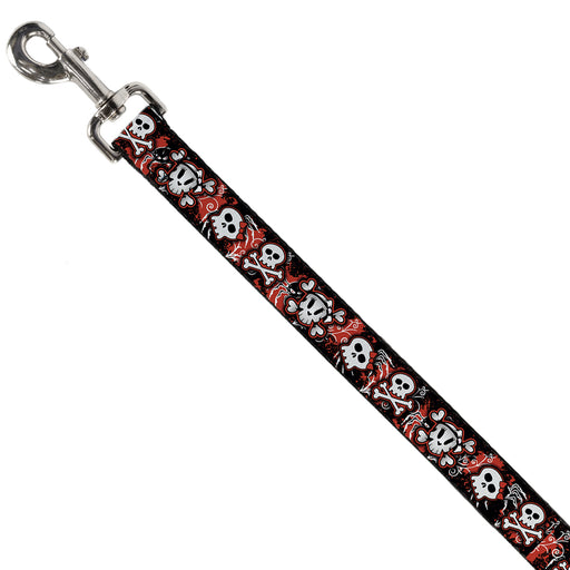 Dog Leash - Girlie Skull Black/Red Dog Leashes Buckle-Down   