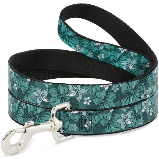 Dog Leash - Hibiscus Collage Turquoise Shades Dog Leashes Buckle-Down   
