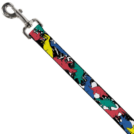 Dog Leash - Dinosaurs/Paint Splatter Black/White/Multi Color Dog Leashes Buckle-Down   