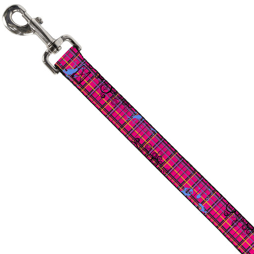 Dog Leash - Plaid Curls Pink/Black/Yellow/Blue Dog Leashes Buckle-Down   