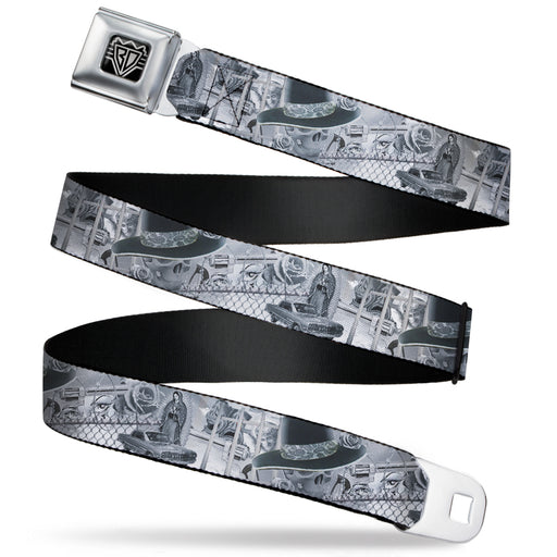 BD Wings Logo CLOSE-UP Full Color Black Silver Seatbelt Belt - Mi Vida Loca Webbing Seatbelt Belts Buckle-Down   