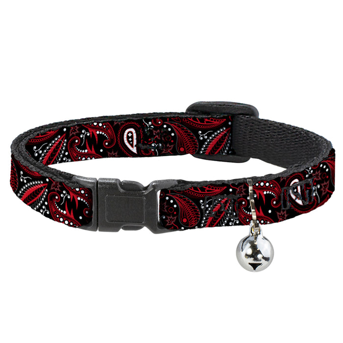 Cat Collar Breakaway - Floral Paisley3 Black Red Gray White Breakaway Cat Collars Buckle-Down   