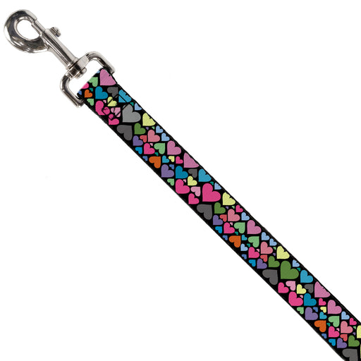 Dog Leash - Hearts Black/Multi Color Dog Leashes Buckle-Down   