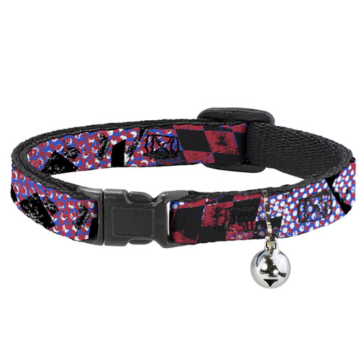 Cat Collar Breakaway - Grunge Checker Flag Blue Red Breakaway Cat Collars Buckle-Down   