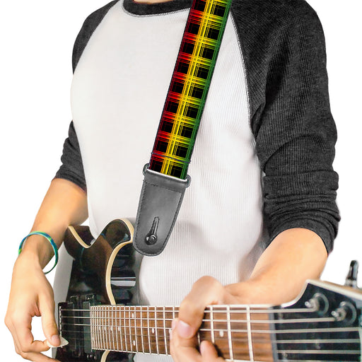 Guitar Strap - Plaid Black Rasta Guitar Straps Buckle-Down   