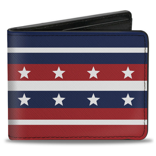 Bi-Fold Wallet - Americana Stripe w Stars2 Blue Red White Bi-Fold Wallets Buckle-Down   