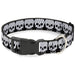 Plastic Clip Collar - Checker & Stripe Skulls Black/White/Gray Plastic Clip Collars Buckle-Down   