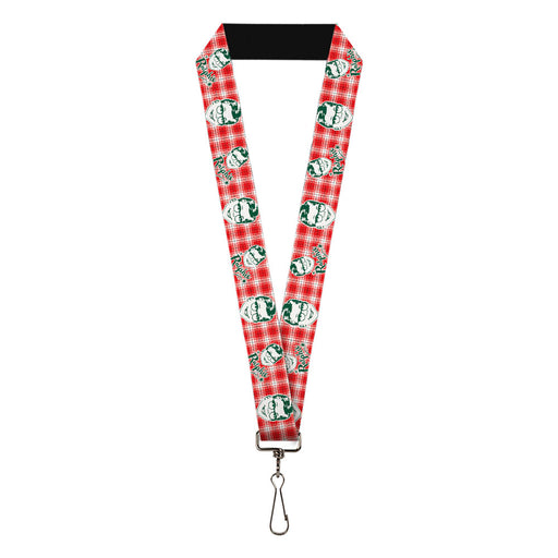 Lanyard - 1.0" - A Christmas Story RALPHIE Smiling Face Plaid Red White Green Lanyards Warner Bros. Holiday Movies   