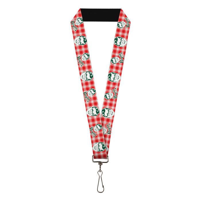 Lanyard - 1.0" - A Christmas Story RALPHIE Smiling Face Plaid Red White Green Lanyards Warner Bros. Holiday Movies   