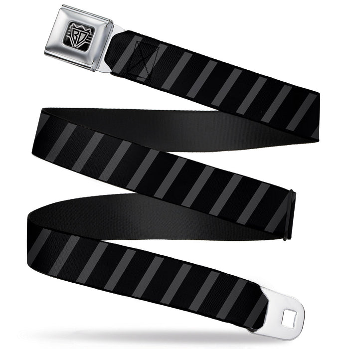 BD Wings Logo CLOSE-UP Full Color Black Silver Seatbelt Belt - Diagonal Stripes Black/Gray Webbing Seatbelt Belts Buckle-Down   